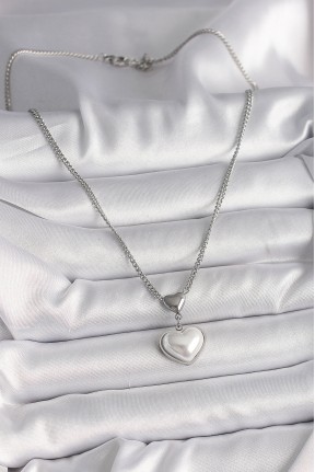 316l çelik Gümüş Renk Zincir 3d Kalp Model Kadın Kolye 316l çelik Gümüş Renk Zincir 3d Kalp Model Kadın Kolye