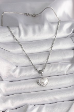 316l çelik Gümüş Renk Zincir 3d Kalp Model Kadın Kolye 316l çelik Gümüş Renk Zincir 3d Kalp Model Kadın Kolye