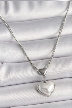 316l çelik Gümüş Renk Zincir 3d Kalp Model Kadın Kolye 316l çelik Gümüş Renk Zincir 3d Kalp Model Kadın Kolye