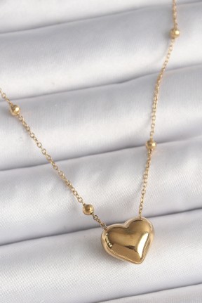 316l çelik Gold Renk Topçuk Detaylı Zincir Kalp Model Kadın Kolye 316l çelik Gold Renk Topçuk Detaylı Zincir Kalp Model Kadın Kolye