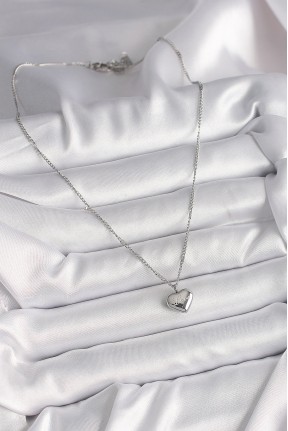 316l çelik Gümüş Renk Zincir Love İşleme Kalp Figür Kadın Kolye 316l çelik Gümüş Renk Zincir Love İşleme Kalp Figür Kadın Kolye