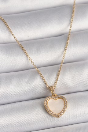 316l çelik Gold Renk Zincir Zirkon Taşlı Beyaz Mineli Kalp Model Kadın Kolye 316l çelik Gold Renk Zincir Zirkon Taşlı Beyaz Mineli Kalp Model Kadın Kolye