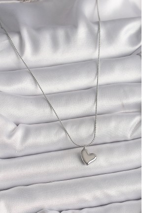 316l çelik Gümüş Renk Zincir Kalp Figür Kadın Kolye 316l çelik Gümüş Renk Zincir Kalp Figür Kadın Kolye