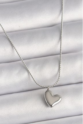 316l çelik Gümüş Renk Zincir Kalp Figür Kadın Kolye 316l çelik Gümüş Renk Zincir Kalp Figür Kadın Kolye