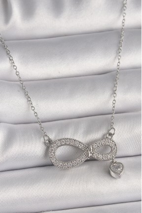 316l çelik Gümüş Renk Zincir Zirkon Taşlı Sonsuzluk Model Taşlı Kalp Detay Kadın Kolye 316l çelik Gümüş Renk Zincir Zirkon Taşlı Sonsuzluk Model Taşlı Kalp Detay Kadın Kolye