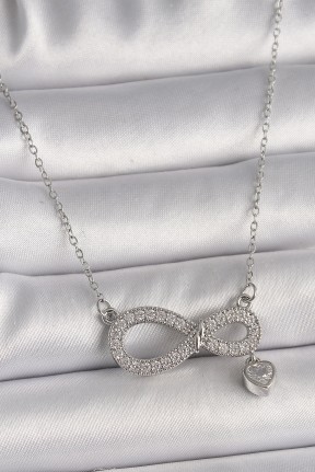 316l çelik Gümüş Renk Zincir Zirkon Taşlı Sonsuzluk Model Taşlı Kalp Detay Kadın Kolye 316l çelik Gümüş Renk Zincir Zirkon Taşlı Sonsuzluk Model Taşlı Kalp Detay Kadın Kolye