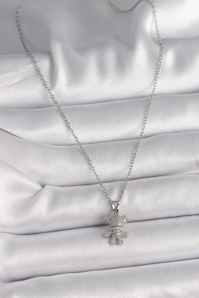 316l çelik Gümüş Renk Zincir Zirkon Taşlı Ayıcık Figür Kadın Kolye 316l çelik Gümüş Renk Zincir Zirkon Taşlı Ayıcık Figür Kadın Kolye