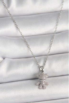 316l çelik Gümüş Renk Zincir Zirkon Taşlı Ayıcık Figür Kadın Kolye 316l çelik Gümüş Renk Zincir Zirkon Taşlı Ayıcık Figür Kadın Kolye