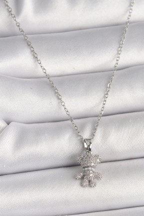 316l çelik Gümüş Renk Zincir Zirkon Taşlı Ayıcık Figür Kadın Kolye 316l çelik Gümüş Renk Zincir Zirkon Taşlı Ayıcık Figür Kadın Kolye