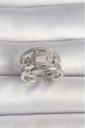 Pirinç Gümüş Renk Ayarlanabilir Zirkon Taşlı Gemici Düğüm Model Kadın Yüzük Pirinç Gümüş Renk Ayarlanabilir Zirkon Taşlı Gemici Düğüm Model Kadın Yüzük