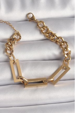 316l çelik Gold Renk 2'li Zincir Model Kadın Bileklik 316l çelik Gold Renk 2'li Zincir Model Kadın Bileklik