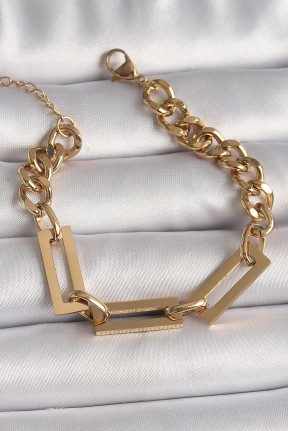 316l çelik Gold Renk 2'li Zincir Model Kadın Bileklik 316l çelik Gold Renk 2'li Zincir Model Kadın Bileklik