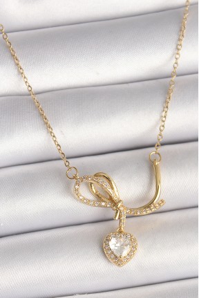 316l çelik Gold Renk Zincir Zirkon Taşlı Düğüm Sallantı Kalp Model Kadın Kolye 316l çelik Gold Renk Zincir Zirkon Taşlı Düğüm Sallantı Kalp Model Kadın Kolye