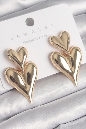 Pirinç Gold Renk Sallantı Kalp Model Kadın Küpe Pirinç Gold Renk Sallantı Kalp Model Kadın Küpe