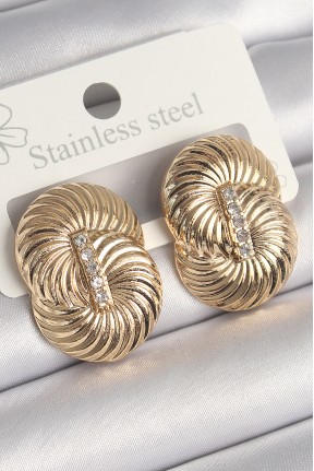 Pirinç Gold Renk Zirkon Taşlı Sarmal Model Kadın Küpe Pirinç Gold Renk Zirkon Taşlı Sarmal Model Kadın Küpe