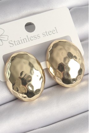 Pirinç Gold Renk İşlemeli Bombe Oval Model Kadın Küpe Pirinç Gold Renk İşlemeli Bombe Oval Model Kadın Küpe