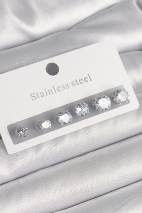 316l çelik Gümüş Renk Zirkon Taşlı Kadın Küpe Seti 316l çelik Gümüş Renk Zirkon Taşlı Kadın Küpe Seti