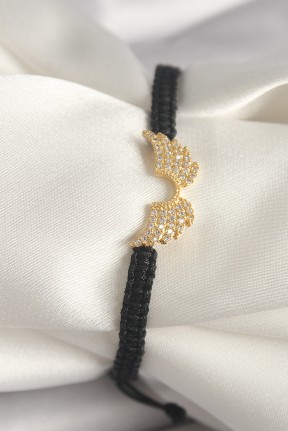 Pirinç Gold Renk Zirkon Taşlı Kanat Figür Asansörlü Makrome Model Kadın Bileklik Pirinç Gold Renk Zirkon Taşlı Kanat Figür Asansörlü Makrome Model Kadın Bileklik