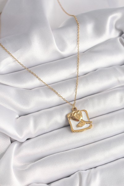 316l çelik Gold Renk Zincir Beyaz Mineli Gül Portre Model Kadın Kolye 316l çelik Gold Renk Zincir Beyaz Mineli Gül Portre Model Kadın Kolye
