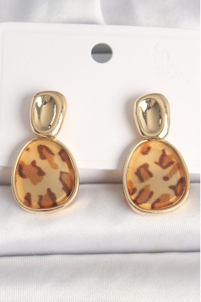 Pirinç Gold Renk Sallantı Leopar Desen Kare Model Kadın Küpe Pirinç Gold Renk Sallantı Leopar Desen Kare Model Kadın Küpe