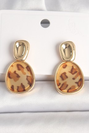 Pirinç Gold Renk Sallantı Leopar Desen Kare Model Kadın Küpe Pirinç Gold Renk Sallantı Leopar Desen Kare Model Kadın Küpe