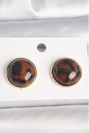 Pirinç Gold Renk 3d Daire Leopar Model Kadın Küpe Pirinç Gold Renk 3d Daire Leopar Model Kadın Küpe