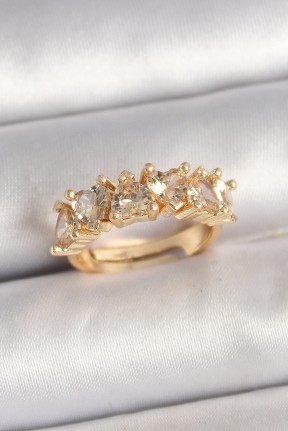 Pirinç Gold Renk Zirkon Taşlı Kalp Model Ayarlanbilir Kadın Yüzük Pirinç Gold Renk Zirkon Taşlı Kalp Model Ayarlanbilir Kadın Yüzük