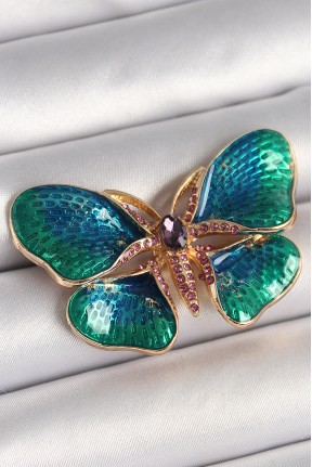 Pirinç Gold Renk Turquaz Model Zirkon Taş Detaylı Kelebek Model Kadın Broş Pirinç Gold Renk Turquaz Model Zirkon Taş Detaylı Kelebek Model Kadın Broş