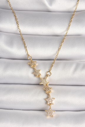316l çelik Gold Renk Zincir Zirkon Taşlı Yıldız Model Kadın Kolye 316l çelik Gold Renk Zincir Zirkon Taşlı Yıldız Model Kadın Kolye