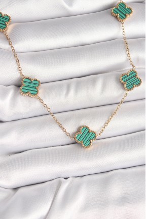 316l çelik Gold Renk Zincir Yeşil Yonca Model Kadın Kolye 316l çelik Gold Renk Zincir Yeşil Yonca Model Kadın Kolye