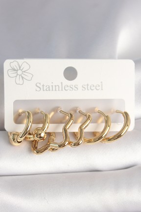 316l çelik Gold Renk Yıldız Halka Model Kadın Küpe Seti 316l çelik Gold Renk Yıldız Halka Model Kadın Küpe Seti
