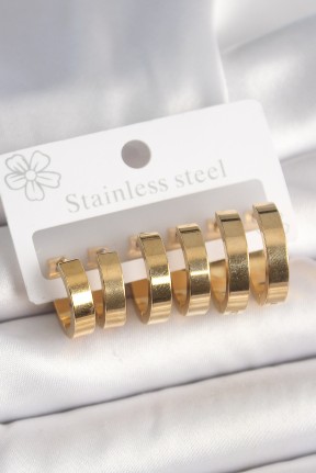 316l çelik Gold Renk Halka Model Kadın Küpe Seti 316l çelik Gold Renk Halka Model Kadın Küpe Seti