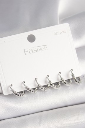 925 Ayar Gümüş çivi Pirinç Gümüş Renk Kalp İşlemeli Halka Model Kadın Küpe Seti 925 Ayar Gümüş çivi Pirinç Gümüş Renk Kalp İşlemeli Halka Model Kadın Küpe Seti