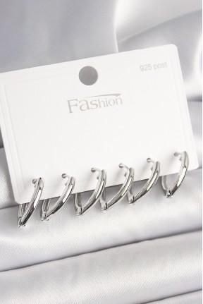 925 Ayar Gümüş çivi Pirinç Gümüş Renk üçgen Model Kadın Küpe Seti 925 Ayar Gümüş çivi Pirinç Gümüş Renk üçgen Model Kadın Küpe Seti