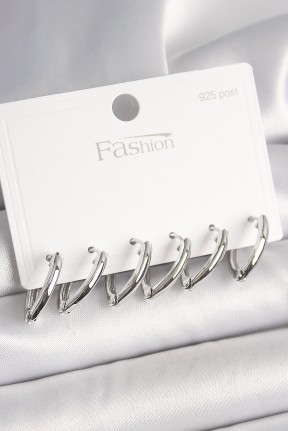 925 Ayar Gümüş çivi Pirinç Gümüş Renk üçgen Model Kadın Küpe Seti 925 Ayar Gümüş çivi Pirinç Gümüş Renk üçgen Model Kadın Küpe Seti