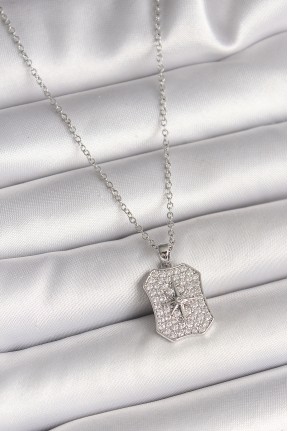 316l çelik Gümüş Renk Zincir Zirkon Taşlı Kutup Yıldız İşlemeli Madalyon Model Kadın Kolye 316l çelik Gümüş Renk Zincir Zirkon Taşlı Kutup Yıldız İşlemeli Madalyon Model Kadın Kolye