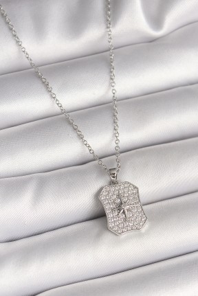 316l çelik Gümüş Renk Zincir Zirkon Taşlı Kutup Yıldız İşlemeli Madalyon Model Kadın Kolye 316l çelik Gümüş Renk Zincir Zirkon Taşlı Kutup Yıldız İşlemeli Madalyon Model Kadın Kolye