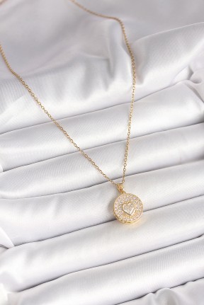 316l çelik Gold Renk Zincir Madalyon Zirkon Taşlı Kalp Model Kadın Kolye 316l çelik Gold Renk Zincir Madalyon Zirkon Taşlı Kalp Model Kadın Kolye