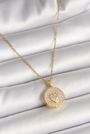 316l çelik Gold Renk Zincir Madalyon Zirkon Taşlı Kalp Model Kadın Kolye 316l çelik Gold Renk Zincir Madalyon Zirkon Taşlı Kalp Model Kadın Kolye