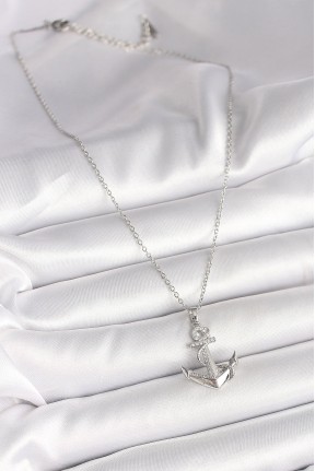 316l çelik Gümüş Renk Zincir Zirkon Taş Detaylı çapa Model Kadın Kolye 316l çelik Gümüş Renk Zincir Zirkon Taş Detaylı çapa Model Kadın Kolye