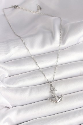 316l çelik Gümüş Renk Zincir Zirkon Taş Detaylı çapa Model Kadın Kolye 316l çelik Gümüş Renk Zincir Zirkon Taş Detaylı çapa Model Kadın Kolye