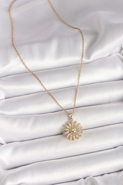 316l çelik Gold Renk Zincir Zirkon Taşlı Güneş Model Kadın Kolye 316l çelik Gold Renk Zincir Zirkon Taşlı Güneş Model Kadın Kolye