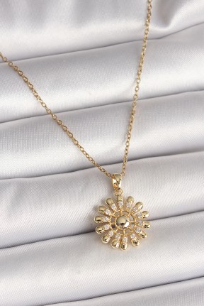 316l çelik Gold Renk Zincir Zirkon Taşlı Güneş Model Kadın Kolye 316l çelik Gold Renk Zincir Zirkon Taşlı Güneş Model Kadın Kolye