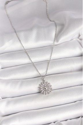 316l çelik Gümüş Renk Zincir Zirkon Taşlı Güneş Model Kadın Kolye 316l çelik Gümüş Renk Zincir Zirkon Taşlı Güneş Model Kadın Kolye