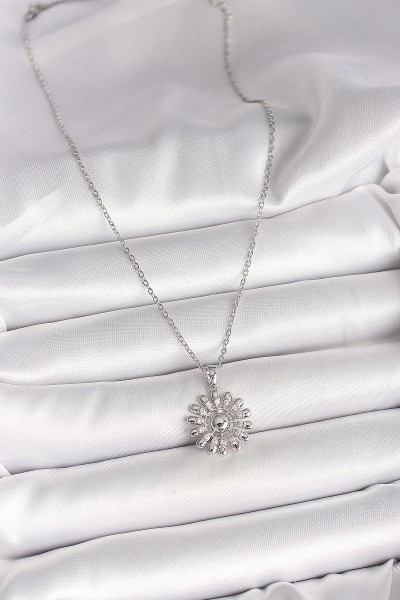 316l çelik Gümüş Renk Zincir Zirkon Taşlı Güneş Model Kadın Kolye 316l çelik Gümüş Renk Zincir Zirkon Taşlı Güneş Model Kadın Kolye