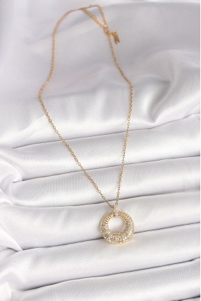 316l çelik Gold Renk Zincir Zirkon Taş İşlemeli Daire Model Kadın Kolye 316l çelik Gold Renk Zincir Zirkon Taş İşlemeli Daire Model Kadın Kolye