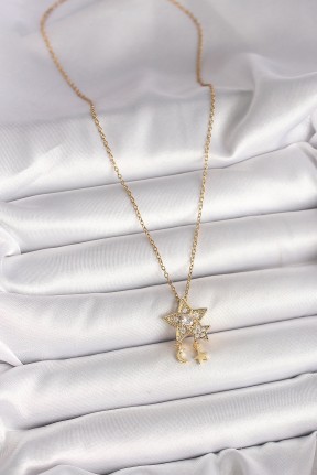 316l çelik Gold Renk Zincir Zirkon Taşlı Yıldız Model Sallanı Ay Yıldız Detay Kadın Kolye 316l çelik Gold Renk Zincir Zirkon Taşlı Yıldız Model Sallanı Ay Yıldız Detay Kadın Kolye