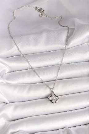 316l çelik Gümüş Renk Zincir Zirkon Taşlı Yonca Model Kadın Kolye 316l çelik Gümüş Renk Zincir Zirkon Taşlı Yonca Model Kadın Kolye