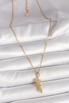 316l çelik Gold Renk Zincir Sarılma Model Kadın Kolye