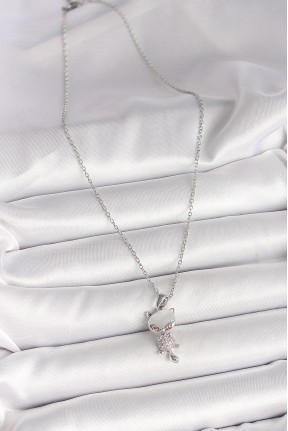 316l çelik Gümüş Renk Zincir Zirkon Taşlı Kedi Model Kadın Kolye 316l çelik Gümüş Renk Zincir Zirkon Taşlı Kedi Model Kadın Kolye